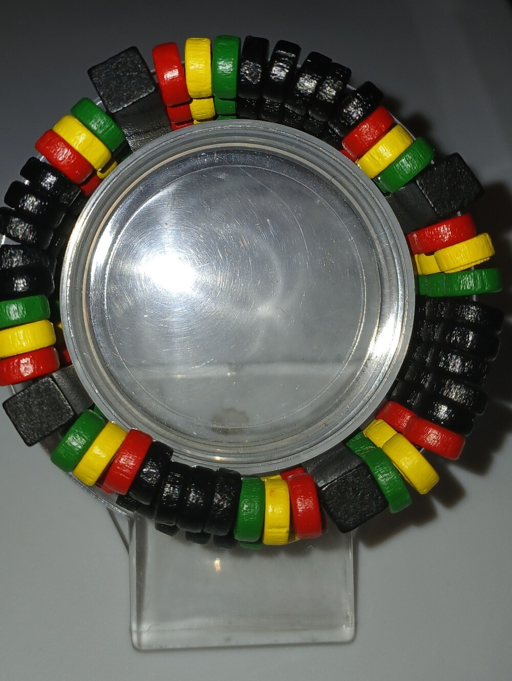 NWT Beaded Stretch Bracelet with Red, Yellow, Green & Black Accent